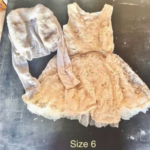 Girls Gold/Ivory Dress